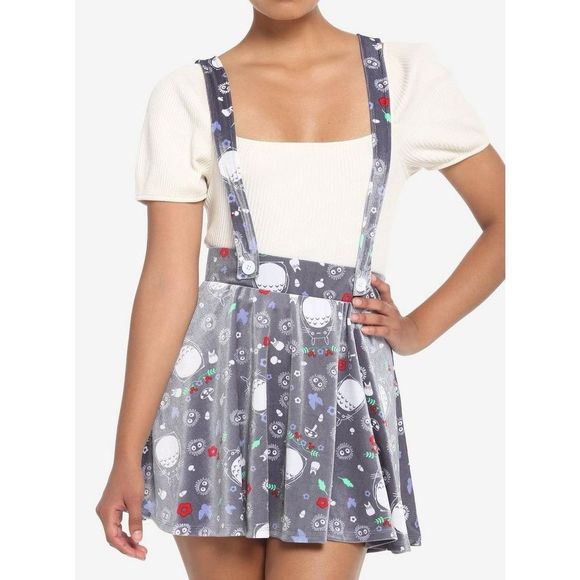 Hot Topic Dresses & Skirts - Studio Ghibli My Neighbor Totoro Grey Velvet Suspender Skirt (Sm)
